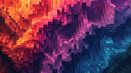 Poster - An abstract digital art piece of a wavy, flowing, blue and red pattern.