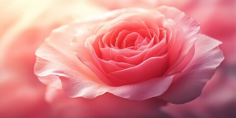 Poster - Captivating pastel rose with delicate petals showcasing soft textures and gentle hues in a serene floral backdrop for artistic expression and inspiration