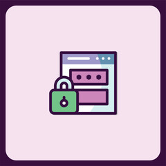 Fototapete - Website Security Icon, Padlock and Login Form