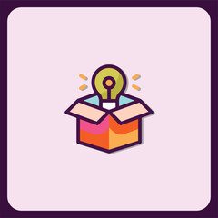 Poster - Creative Idea in a Box Icon Design Bright Colorful Light Bulb