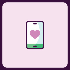 Poster - Mobile Phone with Heart Icon, Love and Technology Minimalist Design