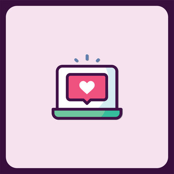 Laptop Screen Displaying a Heart Shaped Like Icon