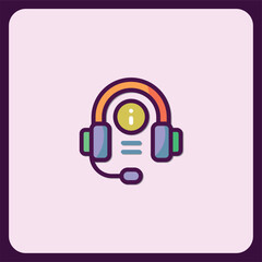 Poster - Customer Support Headset Icon Information Rainbow Design