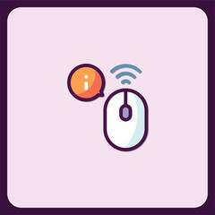 Poster - Wireless Computer Mouse with Information Icon and Wifi Signal Illustration