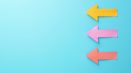 Poster - Check mark infographics concept. Business Growth Roadmap with Vibrant Sticky Note Arrows on Turquoise Background