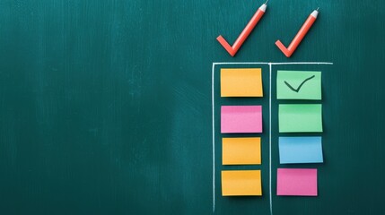 Poster - Check mark infographics concept. Notes Checklist for Agile Project Management