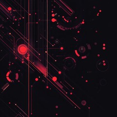 Aufkleber - Abstract Red Network: Futuristic Design with Interconnected Elements and Glowing Lights