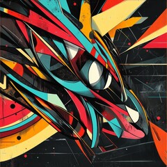 Fototapete - Dynamic Composition: An Abstract Expression of Form, Color, and Energy in a Modern Art Style