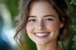 © Vesna - a radiant young woman with a genuine warm smile soft natural lighting closeup portrait glowing skin perfect white teeth subtle makeup bokeh background