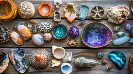 Wall Mural - seasonal treasures displayed on a wooden table