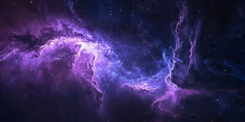mesmerizing view of the Milky Way galaxy, at night from Earth's surface. The purple and blue hues in space, A deep black sky background adds depth to the cosmic beauty