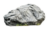 Natural stone formation with rugged texture and sparse vegetation at the base for design and artistic purposes, cut out