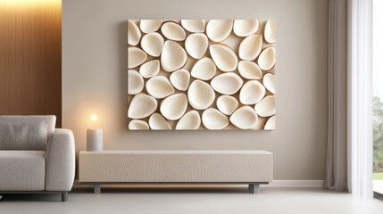 Poster - Coconut Shell Handmade Concept, Intricate Coconut Shell Wall Art with Detailed Patterns for Modern Home Decor and Aesthetic Spaces