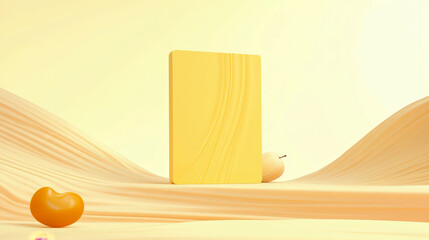 Aufkleber - Vibrant Yellow Backdrop With Abstract Shapes Inspiring Joy and Creativity in a Calm Space