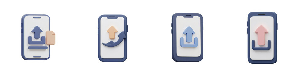 Poster - Pastel Colored Smartphone Upload Icons Set