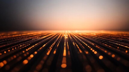Aufkleber - Digital composition features a glowing data grid of intersecting lines and streams of binary code, suggesting advanced technology with ample copy space on one side