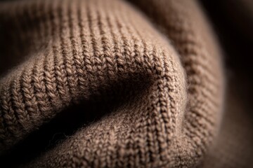 Poster - This extreme close-up showcases the detailed texture of a warm knit sweater, highlighting the delicate weaving and inviting patterns that suggest comfort