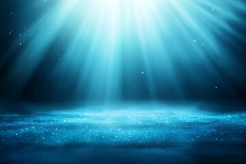 Poster - A stunning blue light radiates in bursts against a dark backdrop, enhanced by cyan accents and golden sparkles that inspire a sense of creativity and wonder