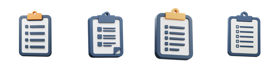 Poster - Isometric 3D Render of Multiple Checklists on Clipboards