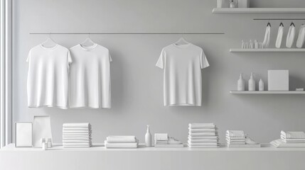 Poster - high-resolution modern setup displaying a variety of blank apparel, ideal for product presentation