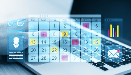 Poster - Digital calendar on laptop screen for business management.