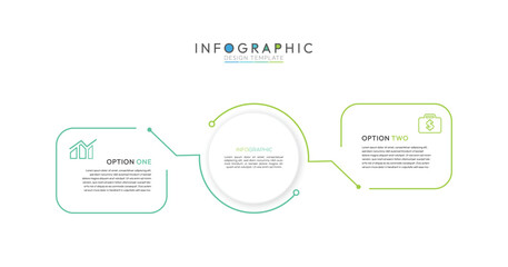 Fototapete - Thin line infographic template. Business concept with 2 options, step or process. Flat infographic design template. Modern vector illustration.