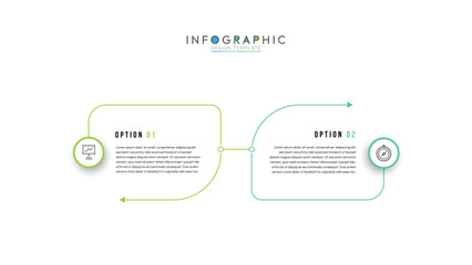 Fototapete - Infographic design template. Creative concept with 2 steps thin line and circle. Can be used for workflow layout, diagram, banner, web design. Vector illustration