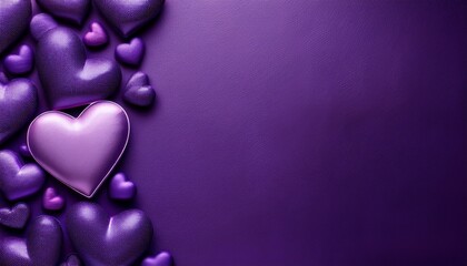 Wall Mural - purple hearts background valentines day card design copy space