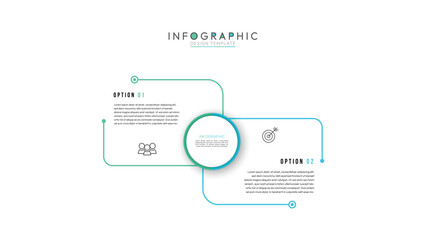 Fototapete - Vector infographic with circle and thin line label with number element. Business concept with 2 options, steps. Can be used for diagram, flowchart, steps, parts, workflow, chart or presentation.