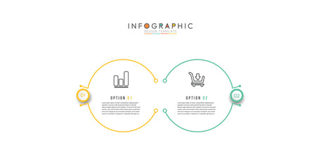 Fototapete - Two-Step Connection infographic, clean and modern infographic template designed to showcase a two-step process, comparison, or interconnected ideas. Privacy online info chart with thin line icons.