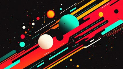 Wall Mural - a colorful space background with a red line and a green line