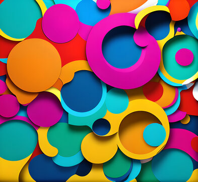 This colorful illustration features vibrant abstract layers that flow and swirl gracefully across a serene blue background, creating a dynamic and engaging visual element.generative ai