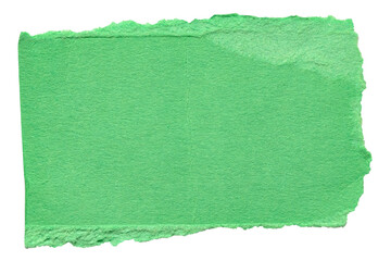 Poster - Isolated cut out torn piece of blank green paper note cardboard with rough texture and copy space for text, transparent png background design element