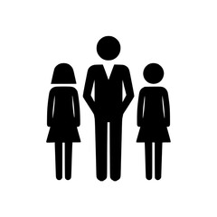 Poster - Group icon featuring a man and two women representing teamwork and diversity in a minimalist design style