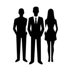 Poster - Team icon featuring three diverse professionals in minimalist design style