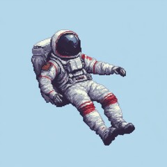 Wall Mural - pixelated astronaut floating in space