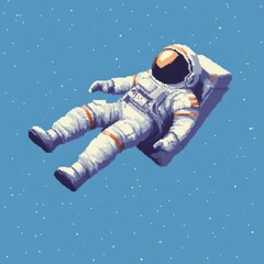Wall Mural - pixel art astronaut floating in space