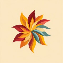 vibrant abstract sunflower design: a colorful whirl of petals on a beige background