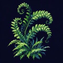 Poster - Pixelated Fern Plant Digital Art Illustration