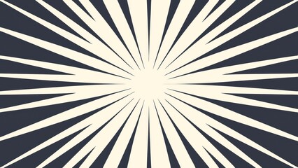 Poster - abstract sunburst design. The radial lines create a sense of energy and focus. The contrast of the two colors adds visual impact
