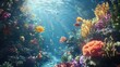 © samrit - A vibrant coral reef underwater, with tropical fish and radiant sunlight filtering through the clear water, creating an enchanting scene
