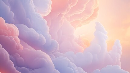 Wall Mural - a calming banner with swirling abstract clouds in pastel tones, evoking a serene sky at sunset