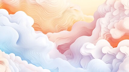Wall Mural - a calming banner with swirling abstract clouds in pastel tones, evoking a serene sky at sunset