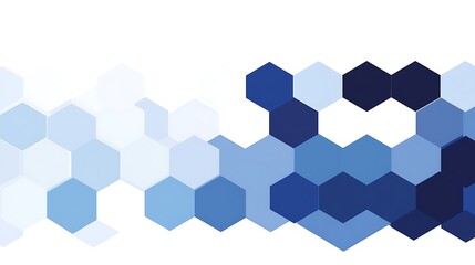 Wall Mural - a clean, minimalist design with overlapping hexagons in shades of blue, gradually fading into white