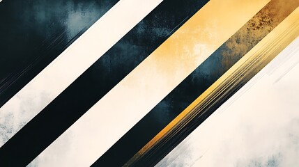 Wall Mural - a clean, modern abstract banner featuring bold diagonal stripes in black, white, and gold with subtl