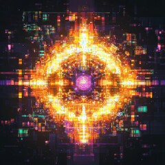 Poster - Abstract Digital Art Showing Glitching Code
