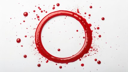 Poster - a splash of red paint forms a perfect ring on a surface, with small droplets scattered around it. The vibrant color and smooth texture evoke a sense of artistry and fluidity