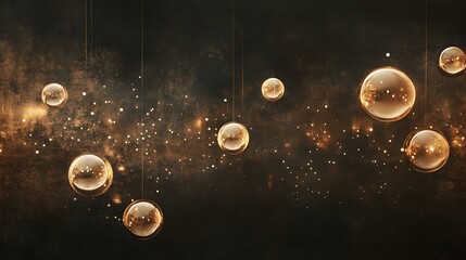 Wall Mural - a dreamy banner with soft glowing orbs of various sizes, scattered across a dark gradient background