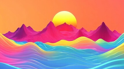 Wall Mural - vibrant morning light over colorful mountain peaks