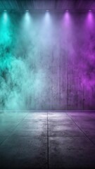 Poster - an empty room bathed in an array of neon lights and smoky atmosphere, providing an engaging background